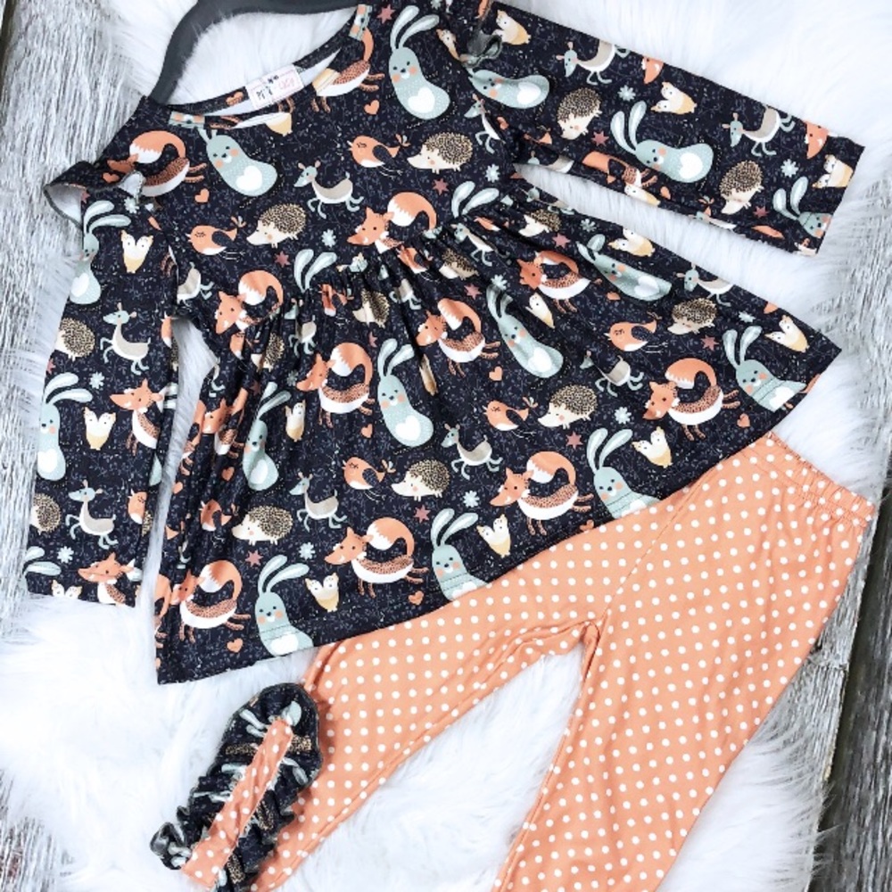 Pant Set-Woodland Animals & Polka Dots